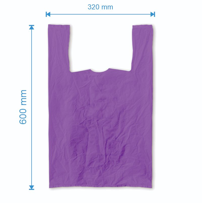 Sacosa maieu 320mm x 600mm - 50 microni grosime, cu pliuri de 90mm, reciclat, culoarea mov