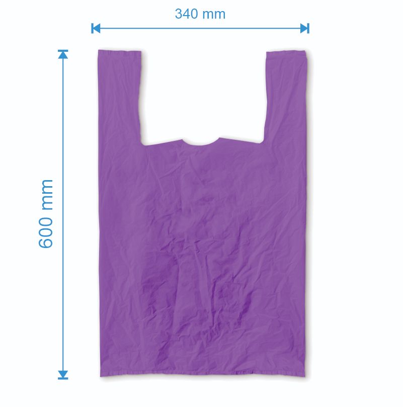 Sacosa maieu 340mm x 600mm - 50 microni grosime, cu pliuri de 100mm, reciclat, culoarea mov