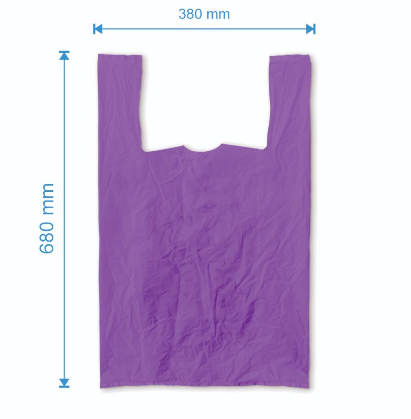 Sacosa maieu 380mm x 680mm - 50 microni grosime, cu pliuri de 140mm, virgin, culoarea mov