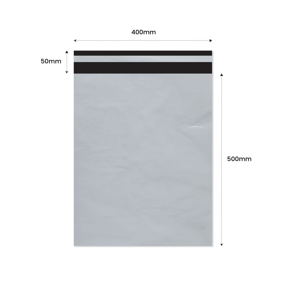 Plic Curier cu Adeziv 400X500mm + 50mm clapeta - LDPE alb + negru 