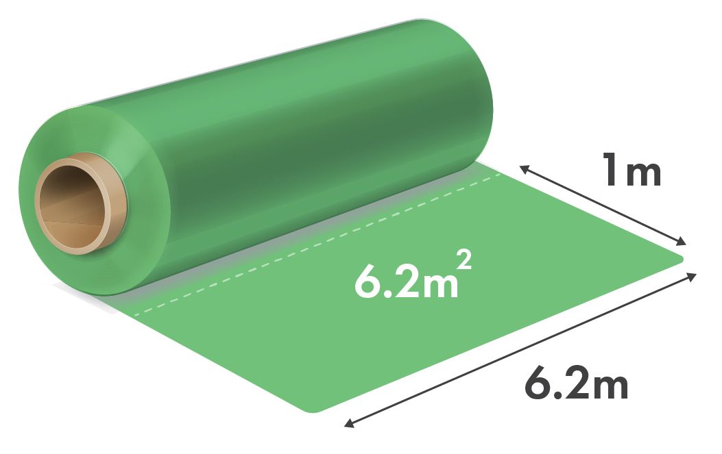 Folie de Construcții rLDPE (polietilena reciclata) Verde 6.2m x 120my – 1m Liniar = 6.2mp