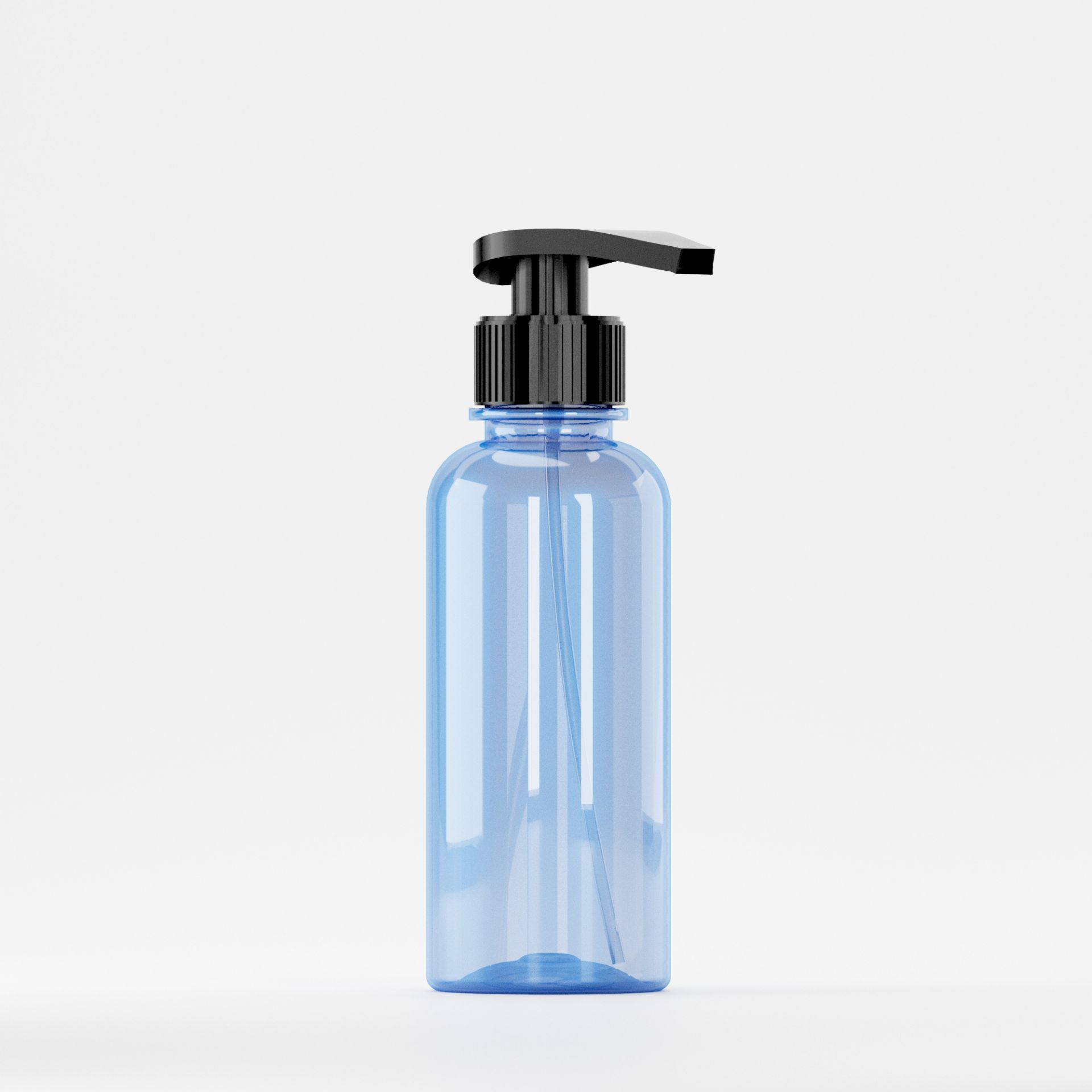 Flacon PET 200ml, Albastru – Filet 28mm – PCO 1810 cu Pompiță Neagră